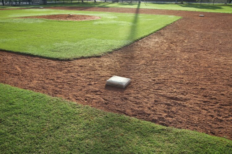 Baseball Infield in Morning Light Shot from First Base Side